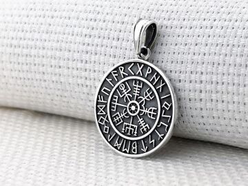 Viking Vegvisir 925 Ayar Gümüş Kolye Ucu