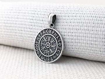 Viking Vegvisir 925 Ayar Gümüş Kolye Ucu