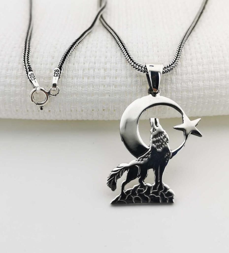 925 Ayar Gümüş Bozkurt Erkek  Kolye
