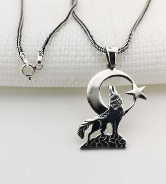925 Ayar Gümüş Bozkurt Erkek  Kolye