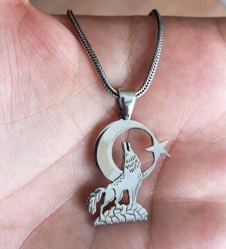 925 Ayar Gümüş Bozkurt Erkek  Kolye