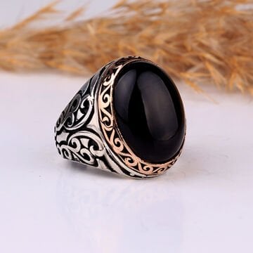 ONİX TAŞLI OVAL MODEL 925 AYAR GÜMÜŞ YÜZÜK