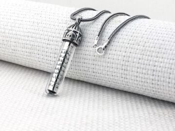 Ayetel Kürsi Dualı Zemzem Sulu 925 Ayar Gümüş Cevşen Kolye