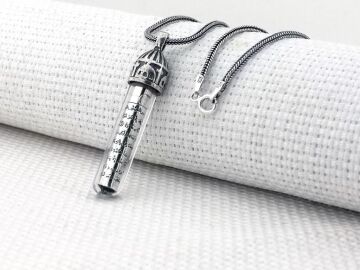 Ayetel Kürsi Dualı Zemzem Sulu 925 Ayar Gümüş Cevşen Kolye