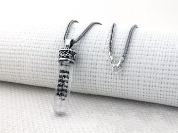 Ayetel Kürsi Dualı Zemzem Sulu Hüseyin Yazılı 925 Ayar Gümüş Cevşen Kolye