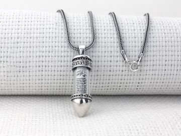 Cevşeni Kebir Dualı Kurşun Tasarımlı 925 Ayar Gümüş Cevşen Kolye