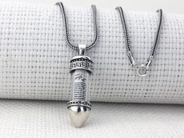 Cevşeni Kebir Dualı Kurşun Tasarımlı 925 Ayar Gümüş Cevşen Kolye