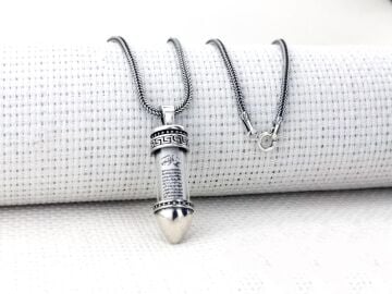 Cevşeni Kebir Dualı Kurşun Tasarımlı 925 Ayar Gümüş Cevşen Kolye