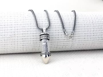 Cevşeni Kebir Dualı Kurşun Tasarımlı 925 Ayar Gümüş Cevşen Kolye