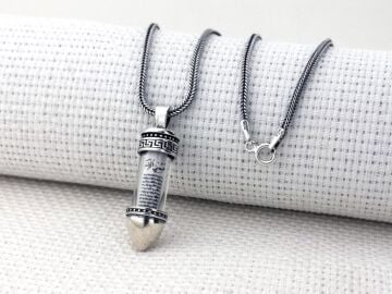 Cevşeni Kebir Dualı Kurşun Tasarımlı 925 Ayar Gümüş Cevşen Kolye