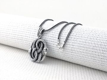 Çift Yılan 925 Ayar Gümüş Kolye