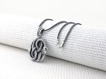 Çift Yılan 925 Ayar Gümüş Kolye