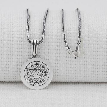 Mührü Süleyman 925 Ayar Gümüş Parlak Kolye