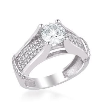 925 Ayar Gümüş Zirkon Taşlı Tek Taş Model Yüzük