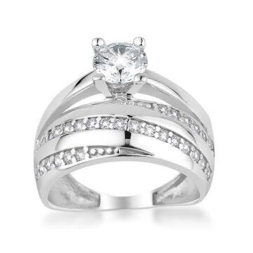 925 Ayar Gümüş Zirkon Taşlı Tek Taş Model Yüzük