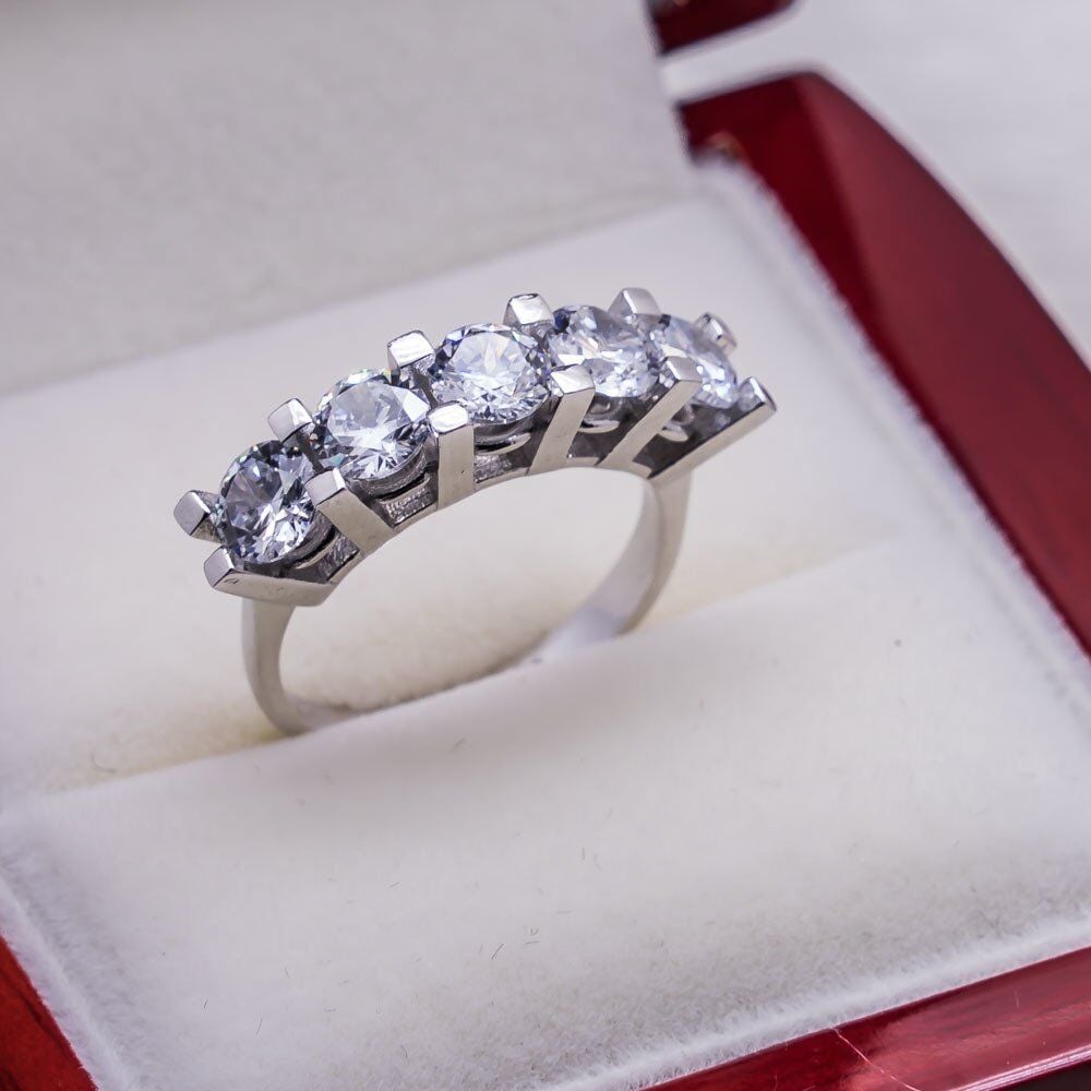 925 Ayar Gümüş Beştaş Bayan Yüzük Model 13