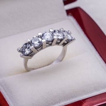 925 Ayar Gümüş Beştaş Bayan Yüzük Model 13