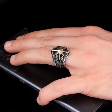 PUSULA MODEL 925 AYAR GÜMÜŞ ERKEK YÜZÜK