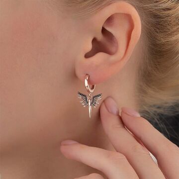 Mikail Kılıcı Zirkon Taşlı Sallantılı Gümüş Küpe