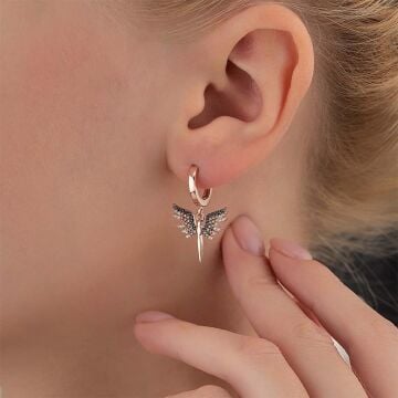 Mikail Kılıcı Zirkon Taşlı Sallantılı Gümüş Küpe