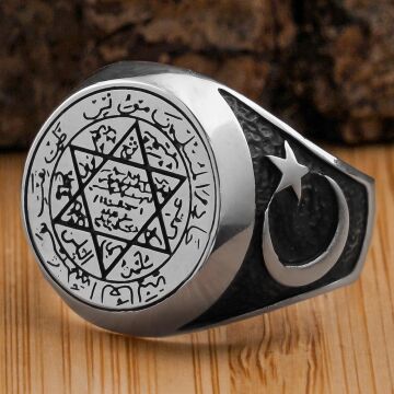 925 Ayar Gümüş Mührü Süleyman Yüzüğü