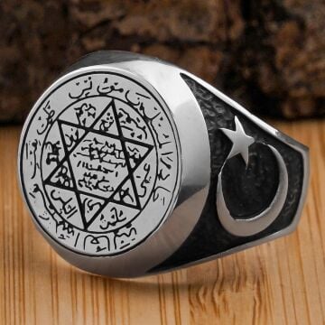 925 Ayar Gümüş Mührü Süleyman Yüzüğü