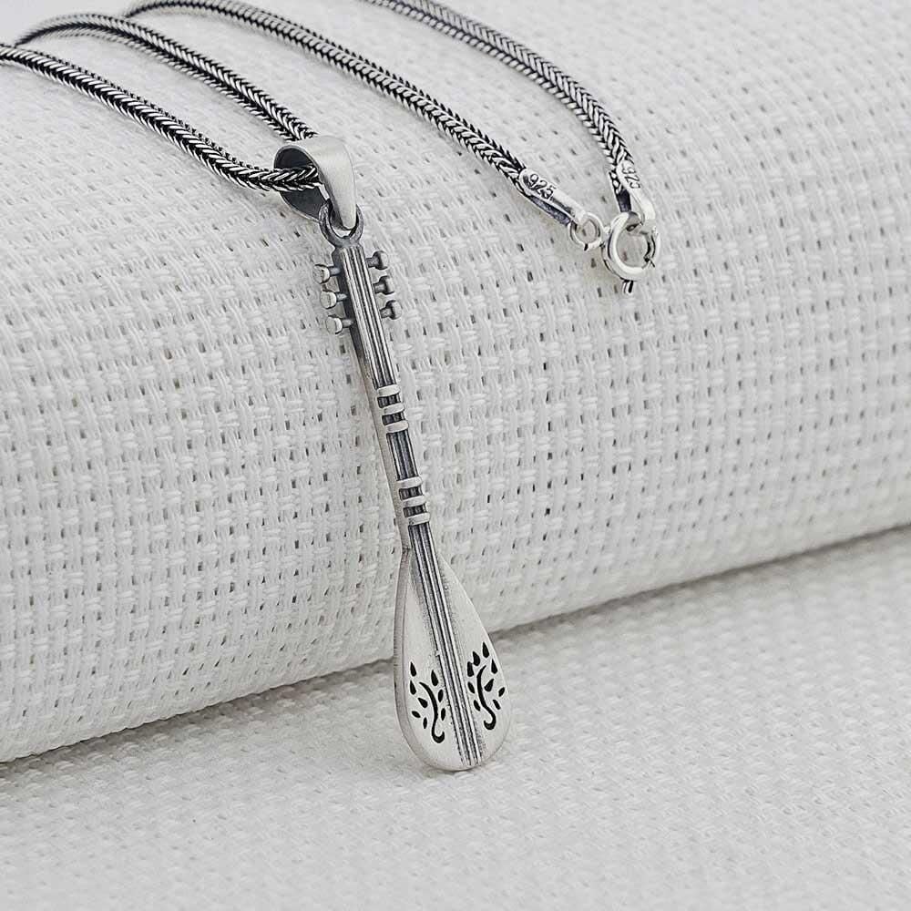 Bağlama Saz Tasarımlı 925 Ayar Gümüş Kolye