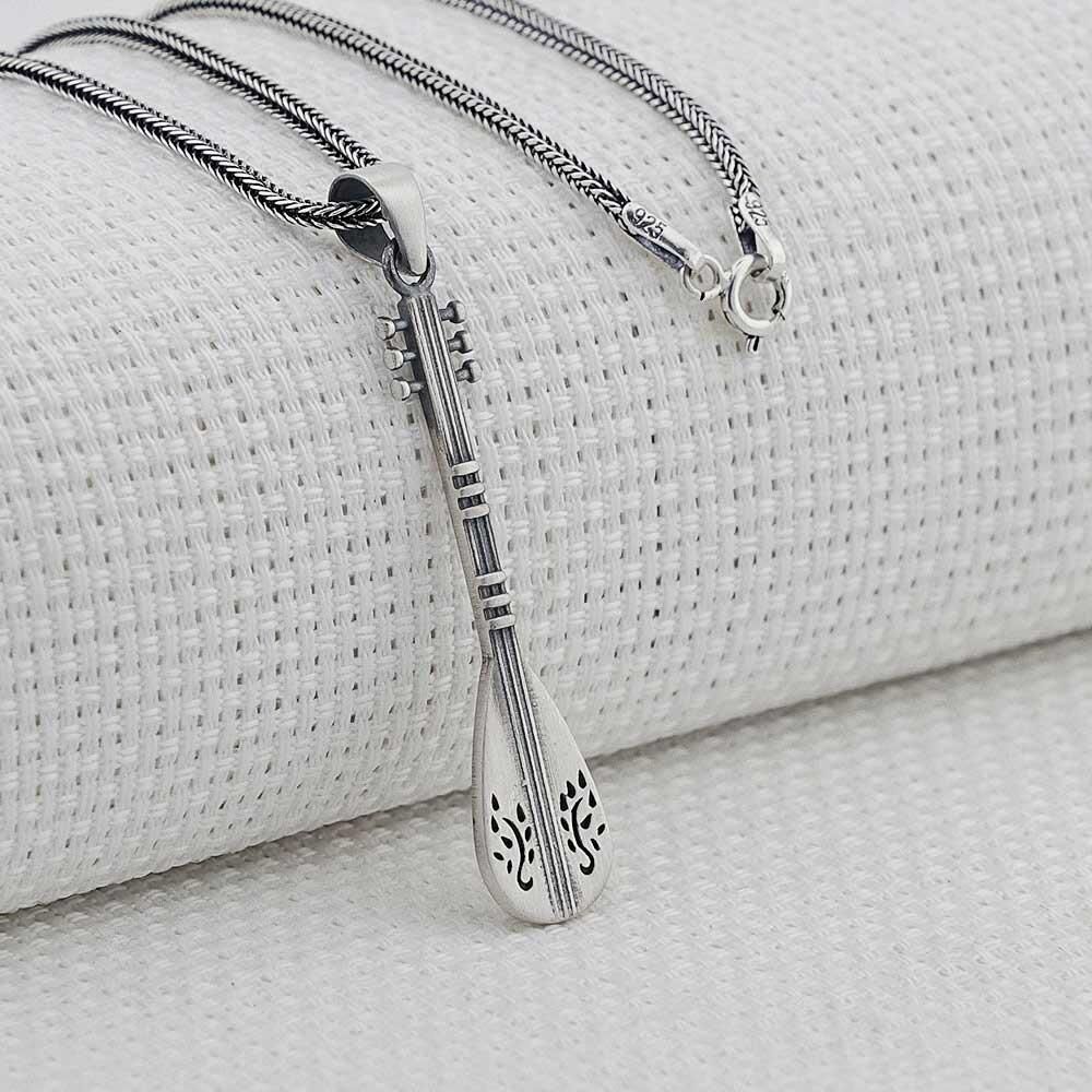 Bağlama Saz Tasarımlı 925 Ayar Gümüş Kolye