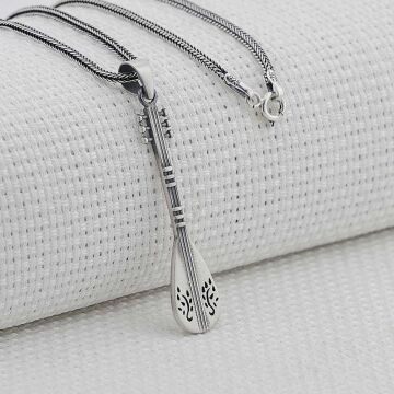 Bağlama Saz Tasarımlı 925 Ayar Gümüş Kolye