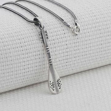 Bağlama Saz Tasarımlı 925 Ayar Gümüş Kolye