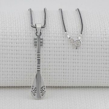 Bağlama Saz Tasarımlı 925 Ayar Gümüş Kolye