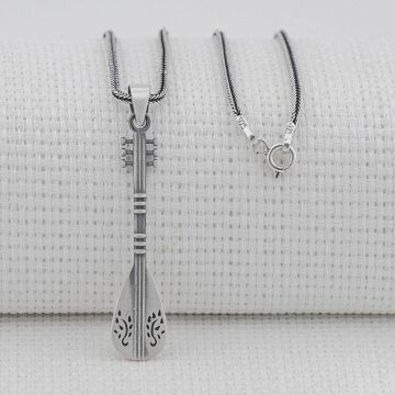 Bağlama Saz Tasarımlı 925 Ayar Gümüş Kolye