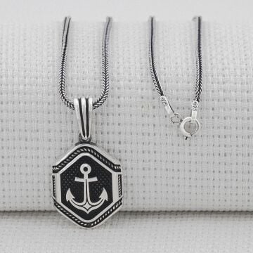 Çapa Motifli 925 Ayar Gümüş Kolye