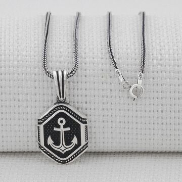 Çapa Motifli 925 Ayar Gümüş Kolye