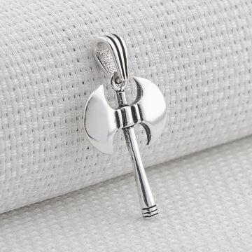 Çift Taraflı Parlak Gümüş Balta Kolye Ucu