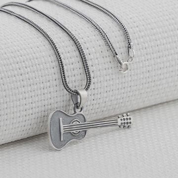 Gitar Tasarımlı 925 Ayar Gümüş Kolye