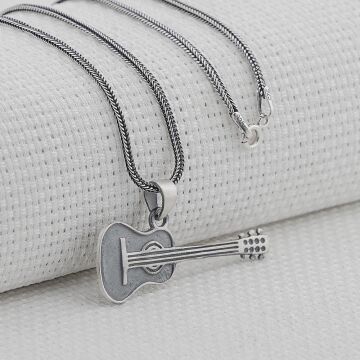 Gitar Tasarımlı 925 Ayar Gümüş Kolye
