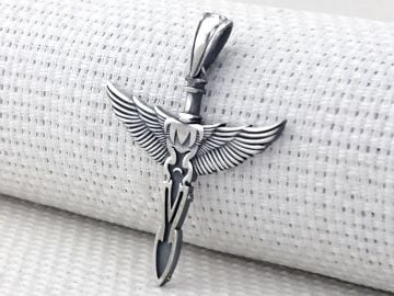 Kanatlı Kılıç 925 Ayar Gümüş Kolye Ucu