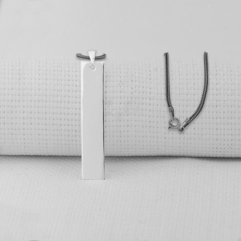 Gümüş Plaka 925 Ayar Kolye