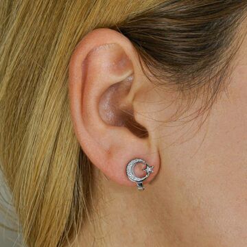 925 Ayar Gümüş Zirkon Taşlı Ay Yıldız Bayan Set