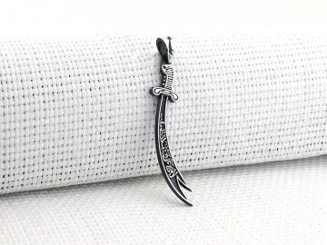 Çift Taraflı Zülfikar Kılıcı 925 Ayar Gümüş Kolye Ucu