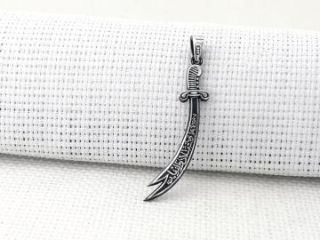 Çift Taraflı Zülfikar Kılıcı 925 Ayar Gümüş Kolye Ucu