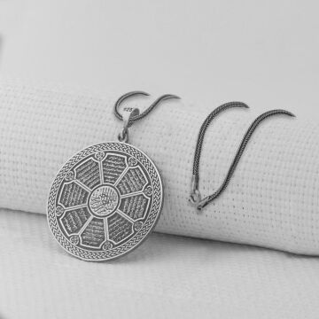 Fatiha İhlas Felak Yazılı 8 Dualı 925 Ayar Gümüş Kolye