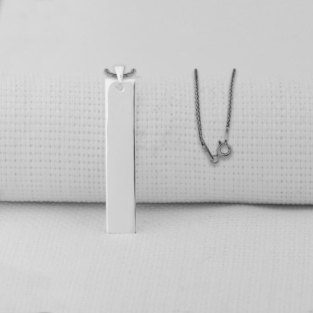 Gümüş Plaka 925 Ayar Erkek Kolye