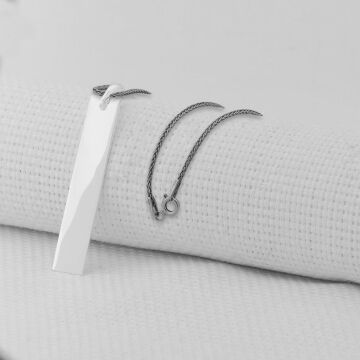 Gümüş Plaka 925 Ayar Erkek Kolye