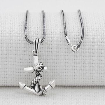 Yılan Çapa Tasarımlı 925 Ayar Gümüş Kolye