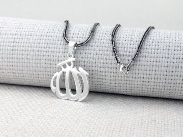 Allah Yazılı Büyük Boy Parlak 925 Ayar Gümüş Kolye