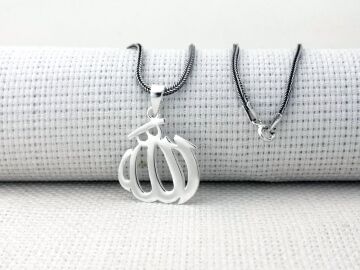 Allah Yazılı Büyük Boy Parlak 925 Ayar Gümüş Kolye