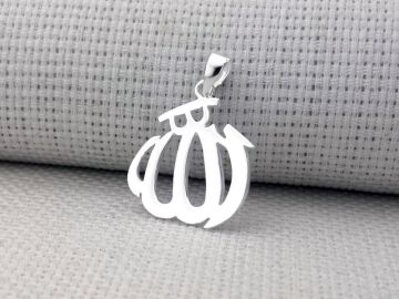 Allah Yazılı Büyük Boy Parlak 925 Ayar Gümüş Kolye Ucu
