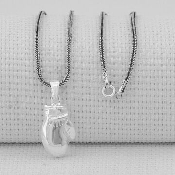 Boks Eldiveni Tasarımlı 925 Ayar Gümüş Kolye Küçük Boy